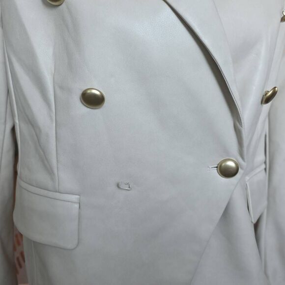 7 For All Mankind Women's Size Large Cream Faux Leather Butter Soft Blazer - Picture 4 of 6